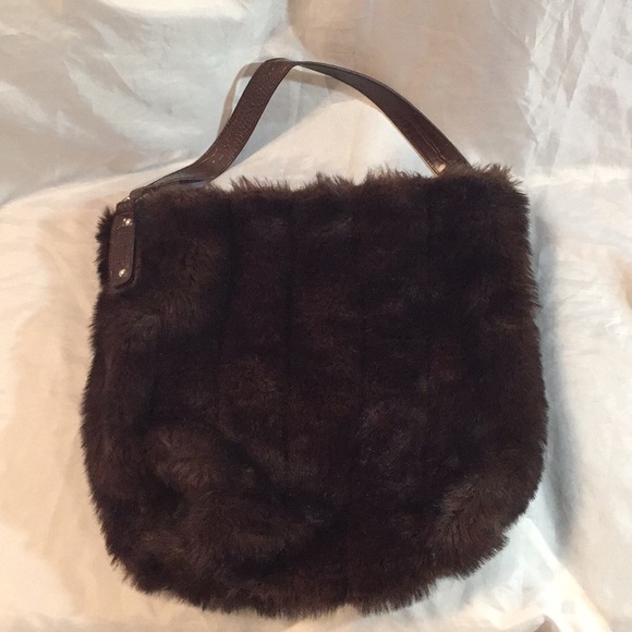 Bath & Body Works Brown Faux Fur Handbag Purse - Picture 2 of 5